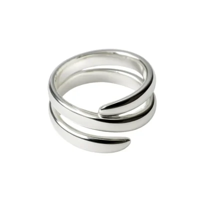 ANILLO DOBLE ENVOLVENTE DE ACERO BLANCO