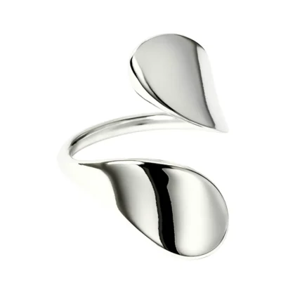 ANILLO DOBLE GOTA ACERO-BLANCO