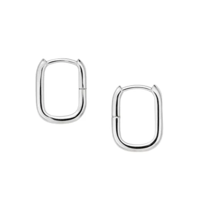 Aros Huggie cuadrados de plata 925 con diseño liso minimalista