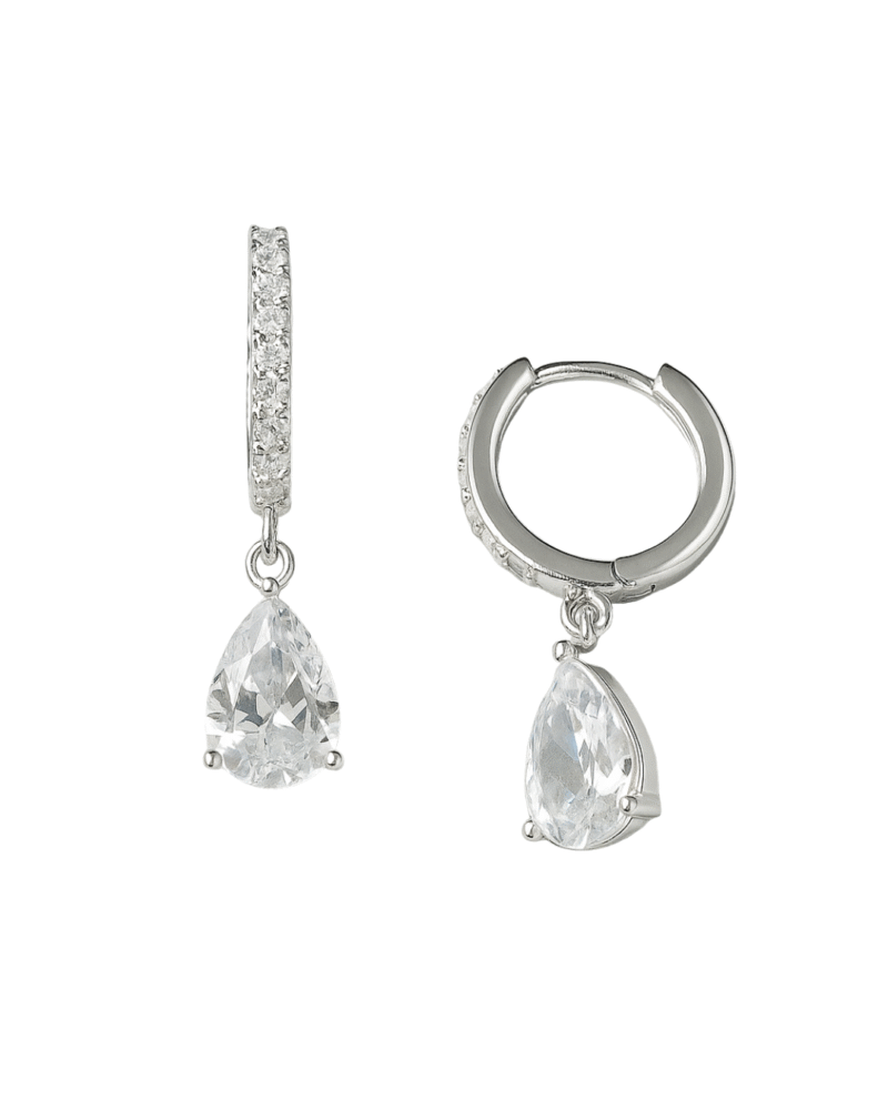 AROS LÁGRIMA DE PLATA 925 CON CIRCONITAS